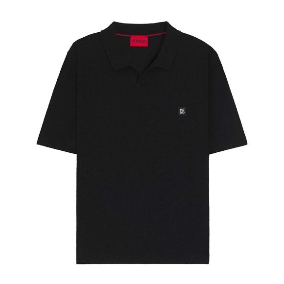 Hugo Mens Shiplom Knitted Polo Shirt / Black